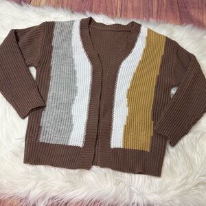 SHEIN Youth Boy Size 8 Brown Colorblock Cardigan